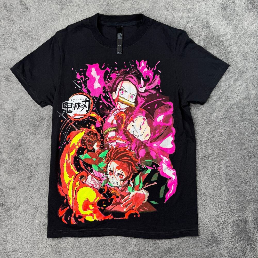 Vintage Double Sided Demon Slayer Graphic Anime Tee Shirt Adult S Manga Comic